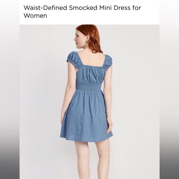 Old Navy Waist-Defined Smocked Mini Dress - Picture 2 of 3